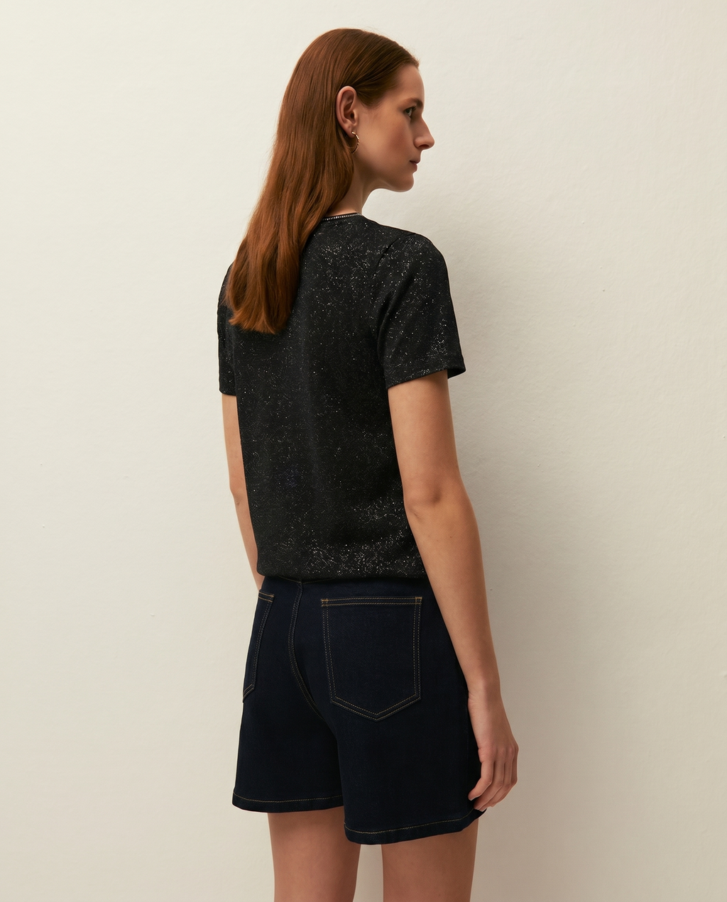 T-shirt en lin avec imprimé métallisé