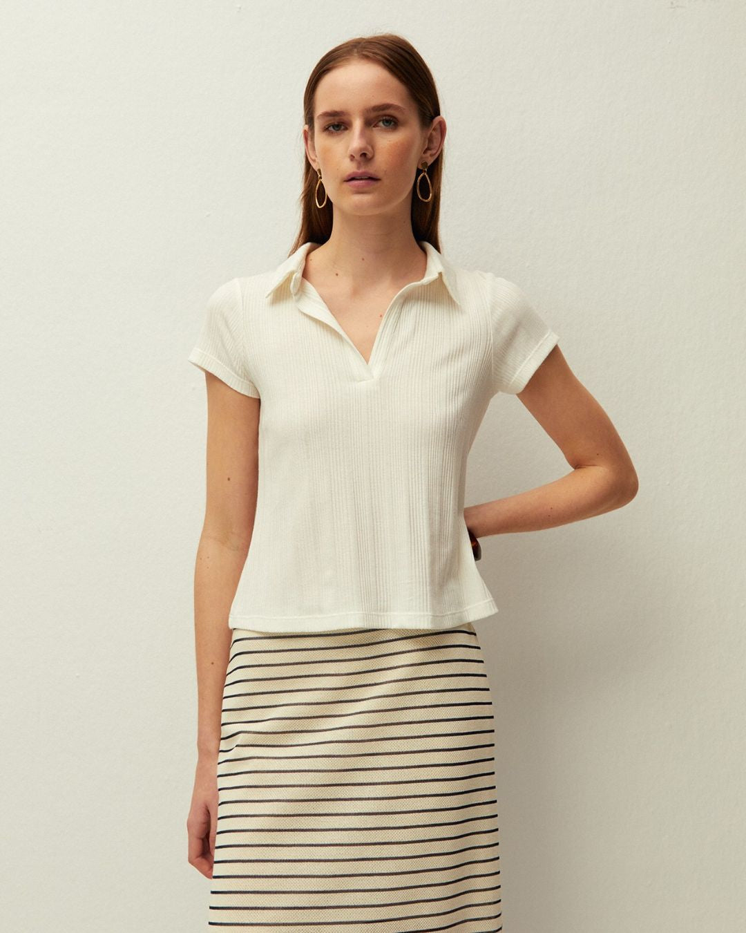 Camiseta de canalé cuello polo