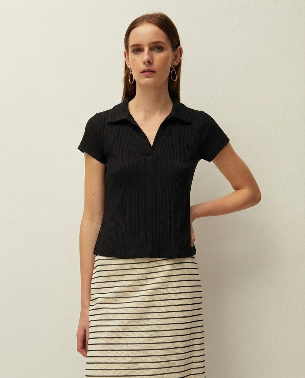 Camiseta de canalé cuello polo