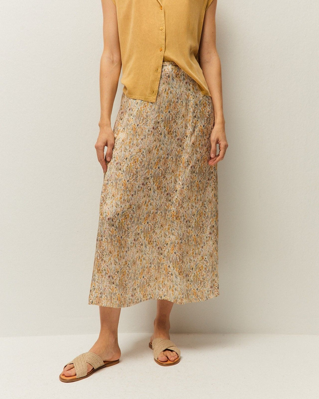 Falda estampada evasé