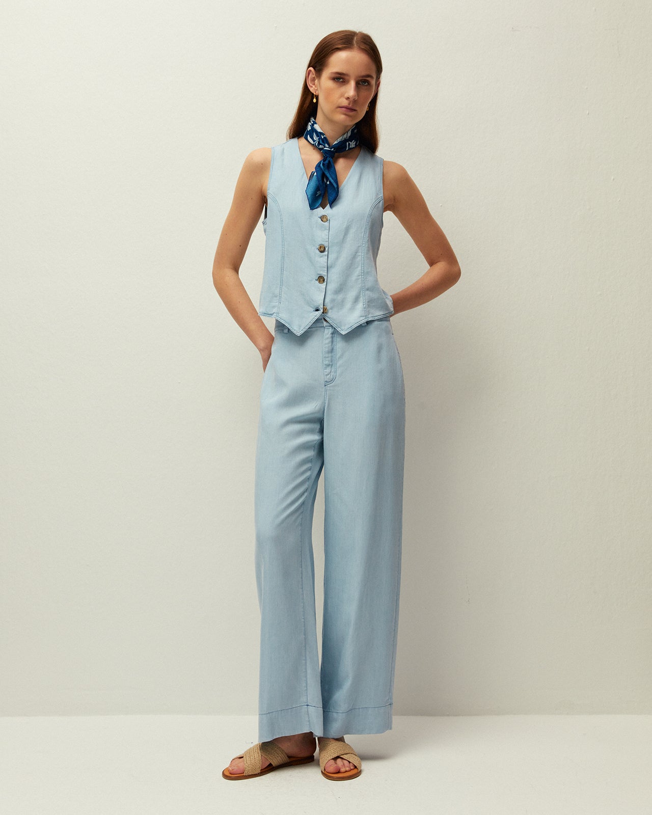 Pantalón efecto denim fluido