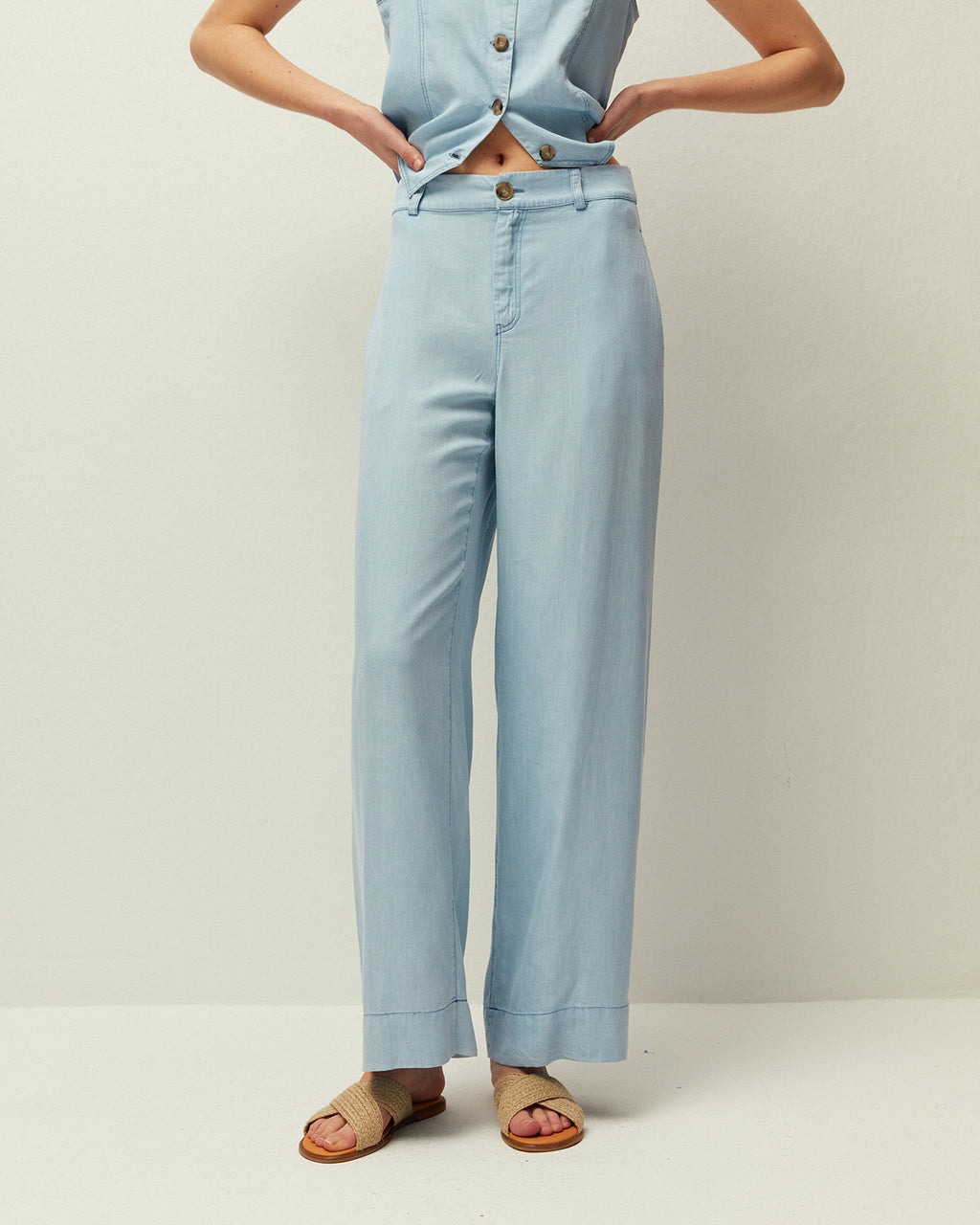Pantalón efecto denim fluido