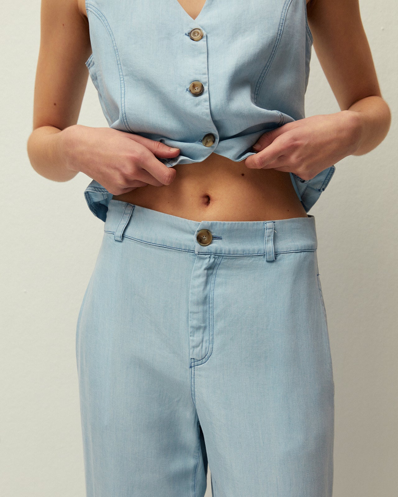 Pantalón efecto denim fluido