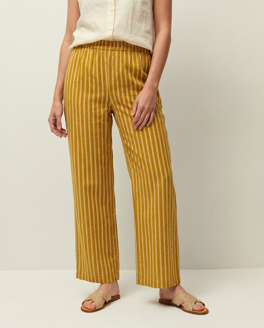 Pantalón barrel rayas con goma