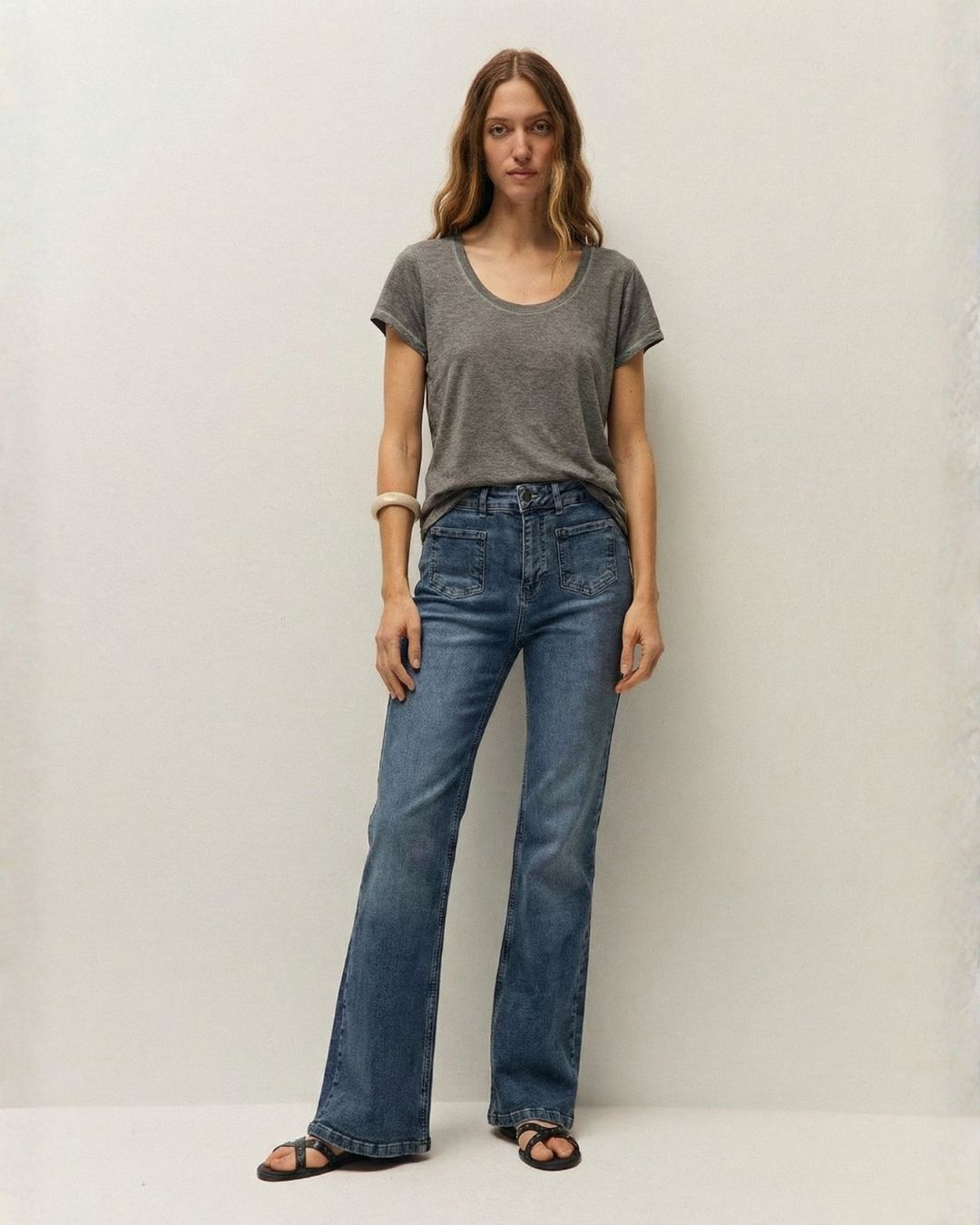 Denim pants with pockets