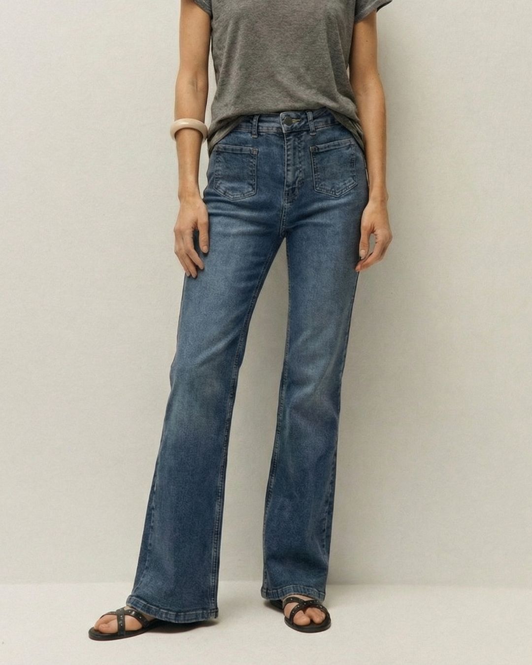 Denim pants with pockets