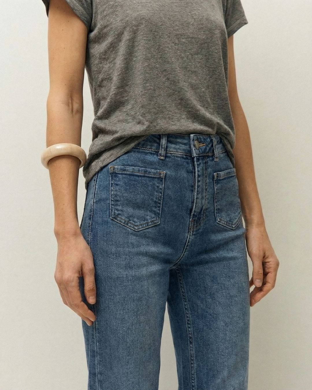 Denim pants with pockets