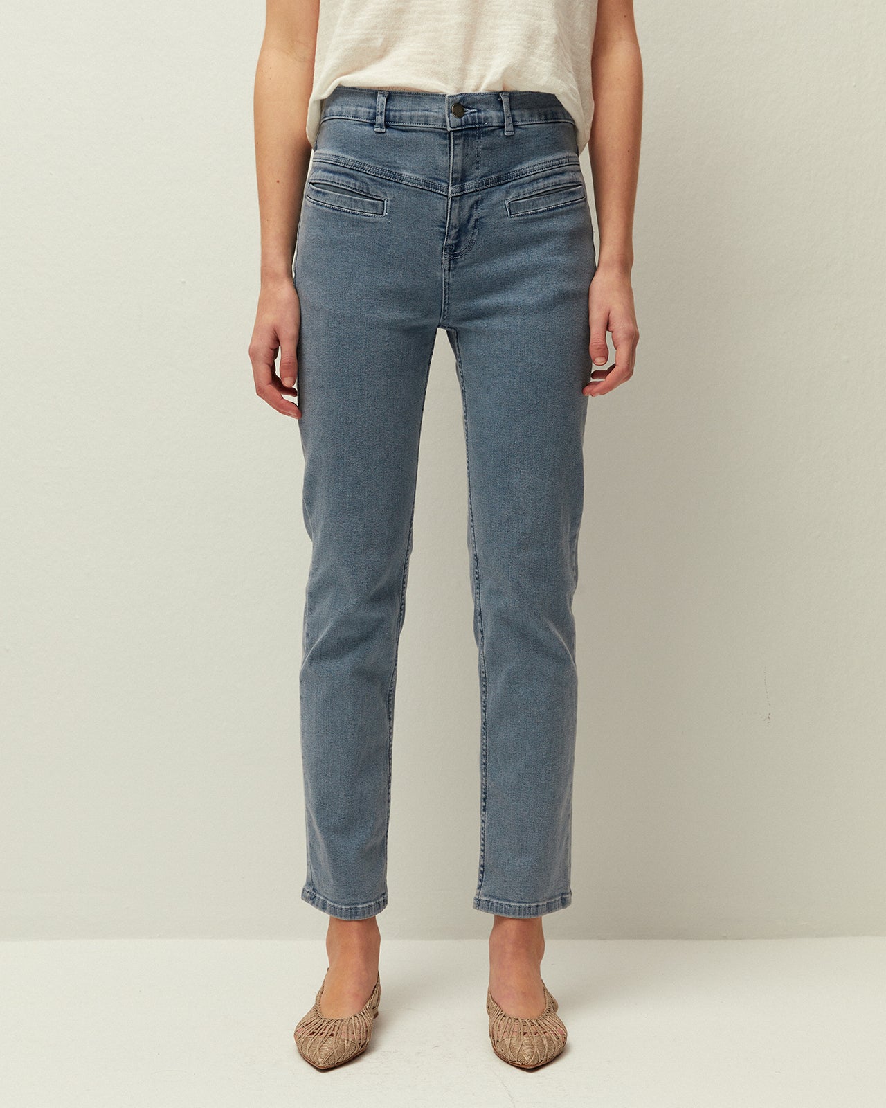 Denim bolsillos tipo vivo