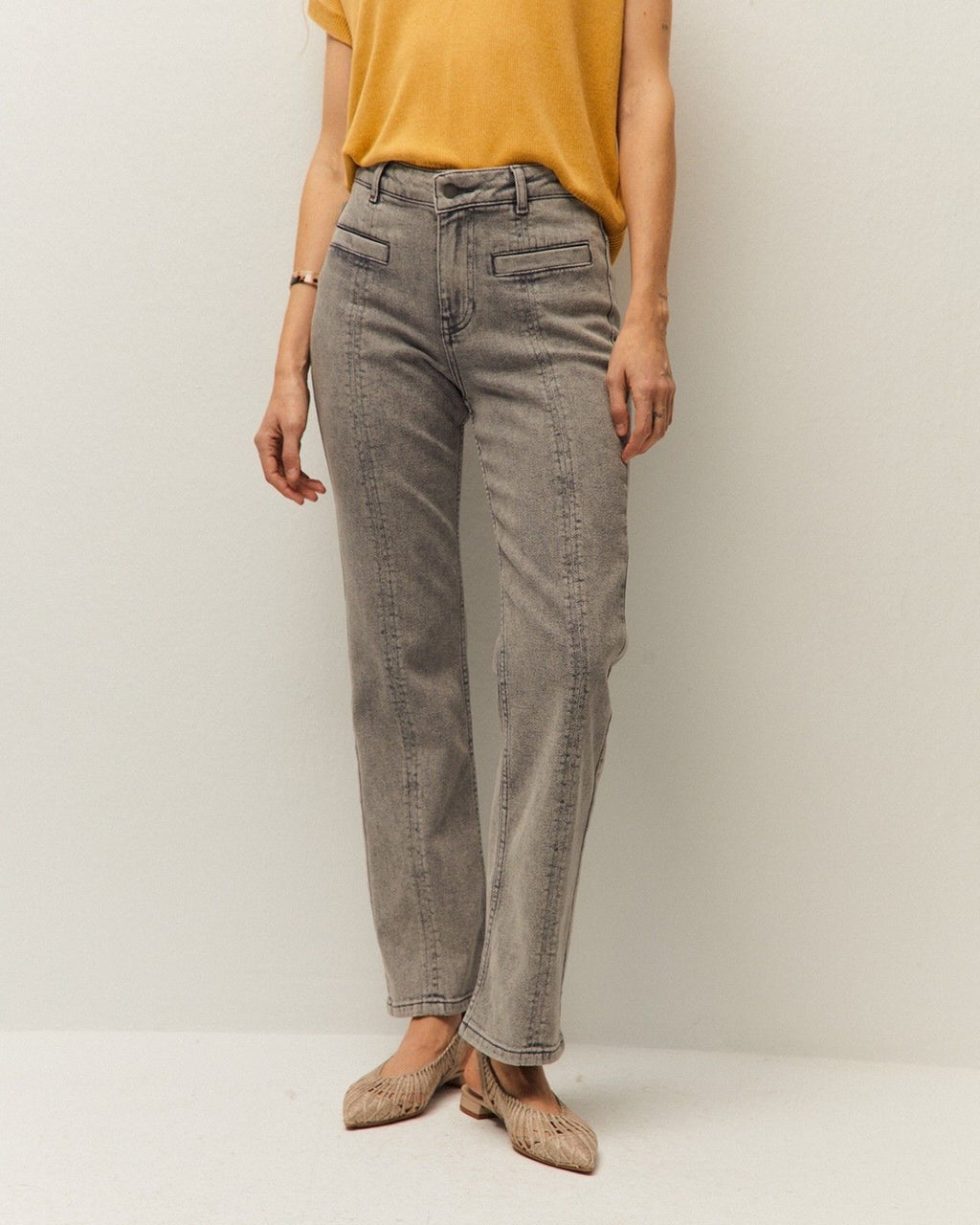 Ribbed denim trousers