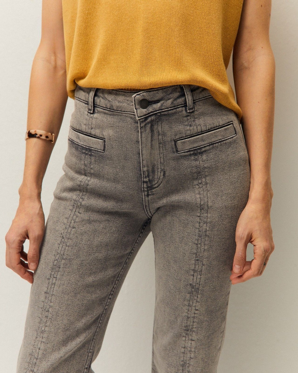 Ribbed denim trousers