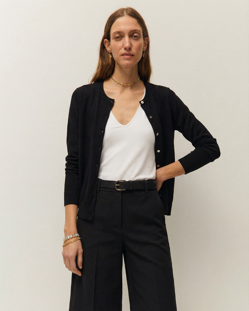 Mandarin collar cardigan