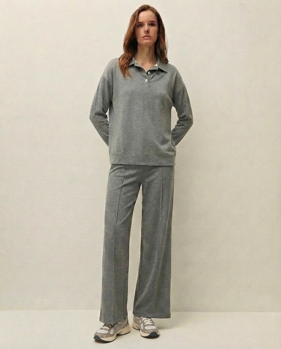 Sudadera cuello y botones