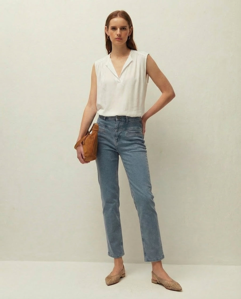 Top sin mangas  cuello mao