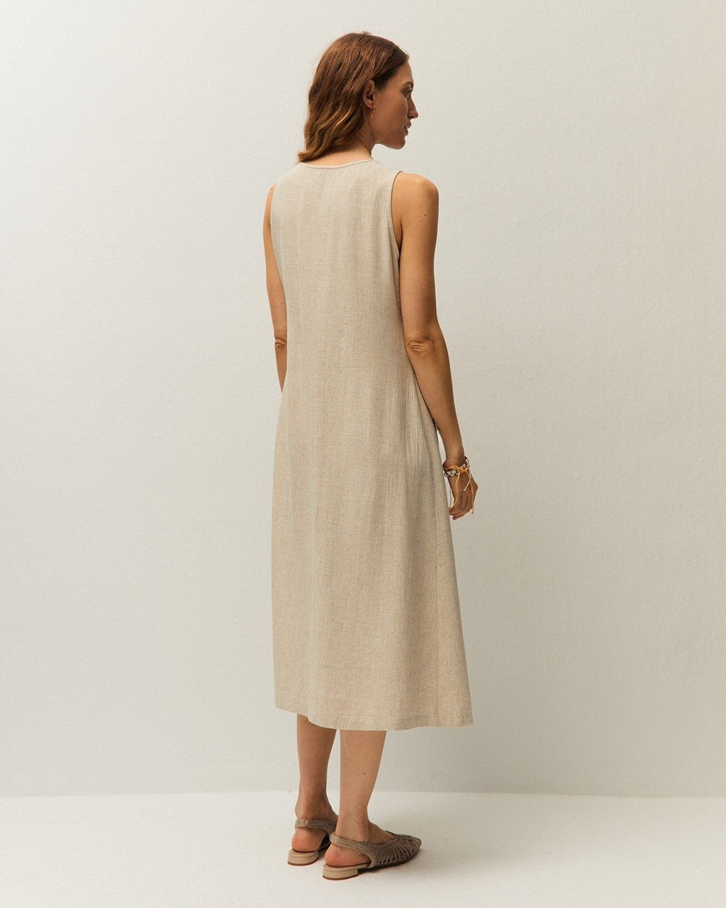 Vestido abotonado lino