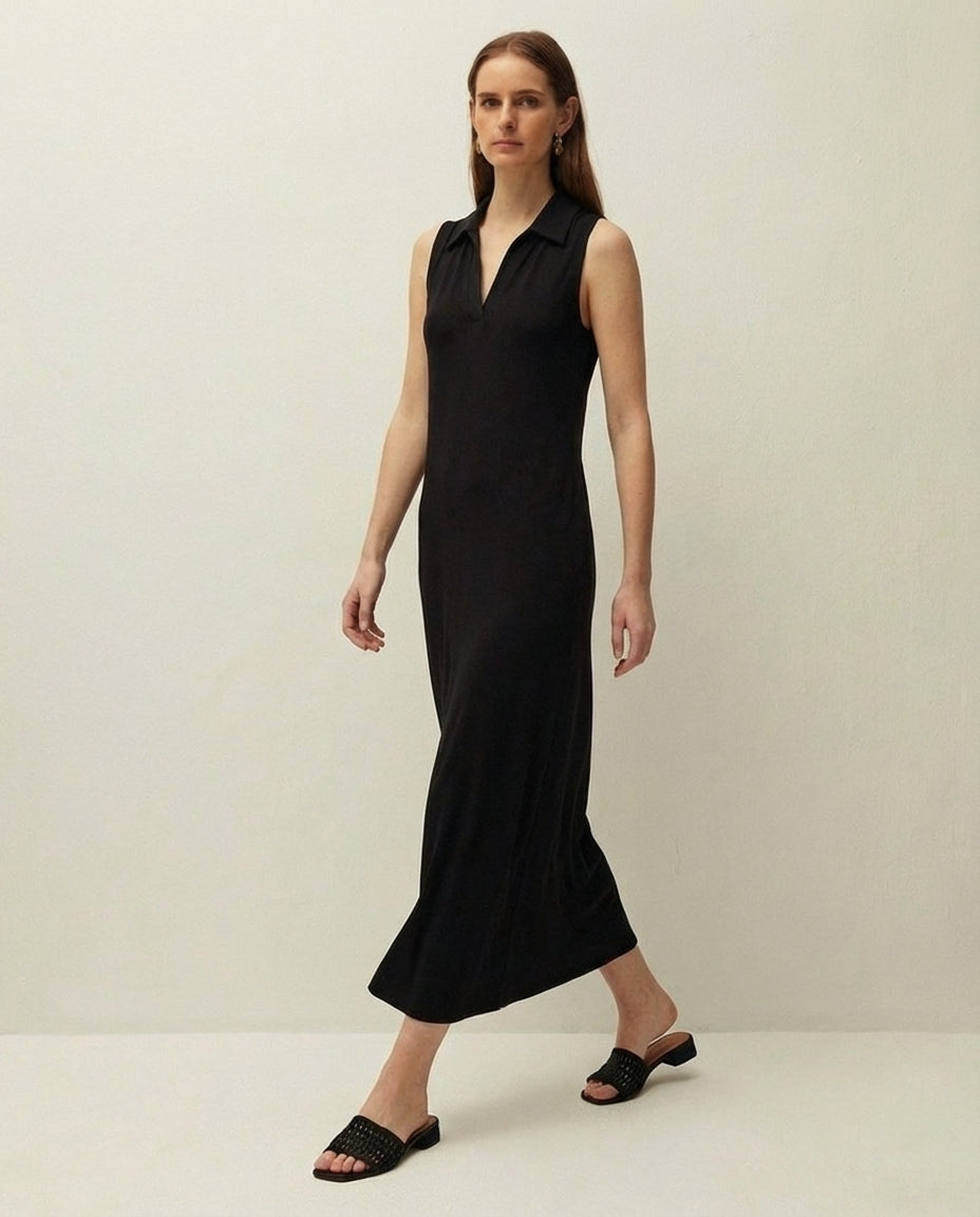 Vestido midi cuello polo