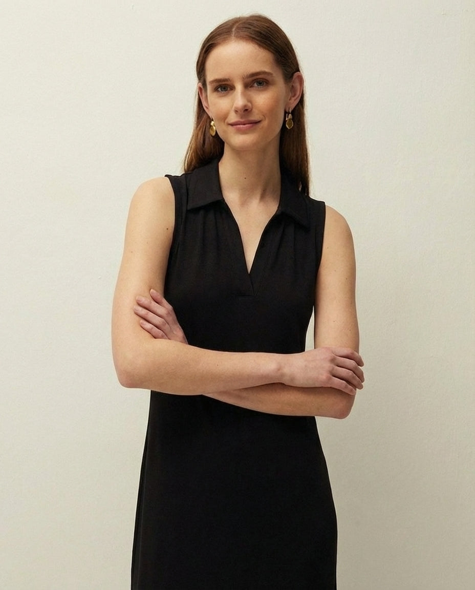 Vestido midi cuello polo