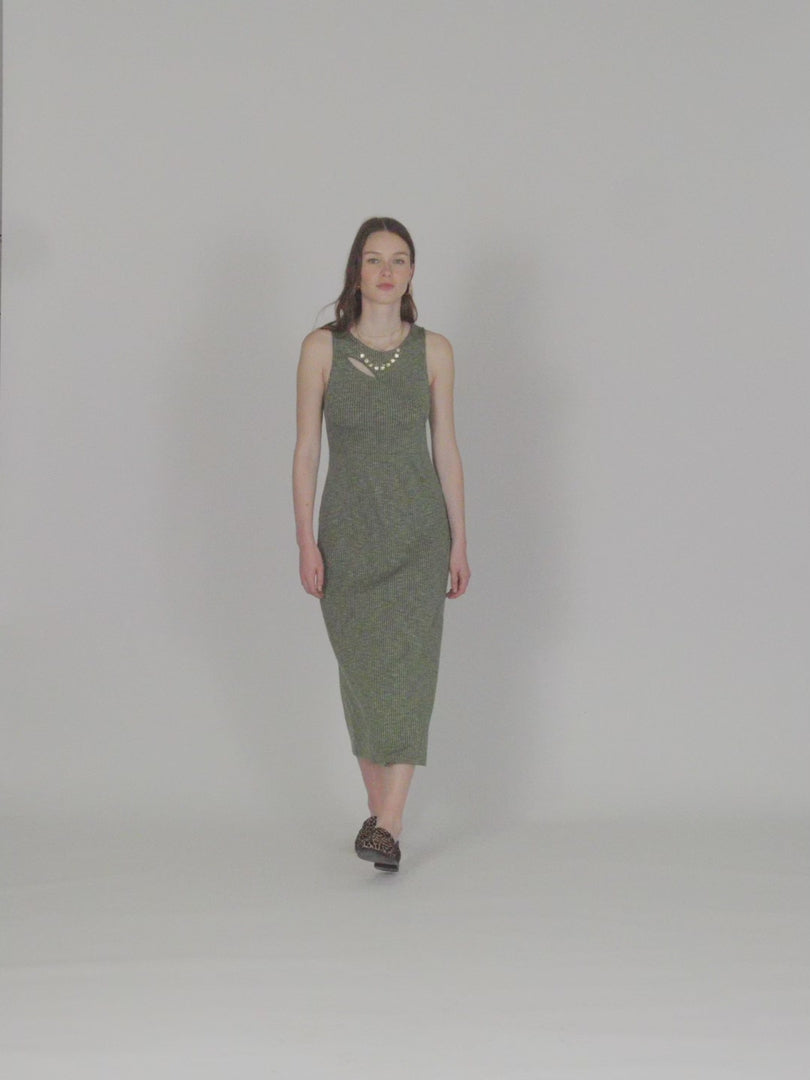 Vestido canalé cut-out