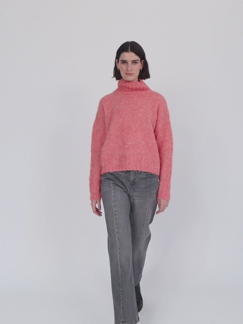 Oversize bouclé turtleneck sweater